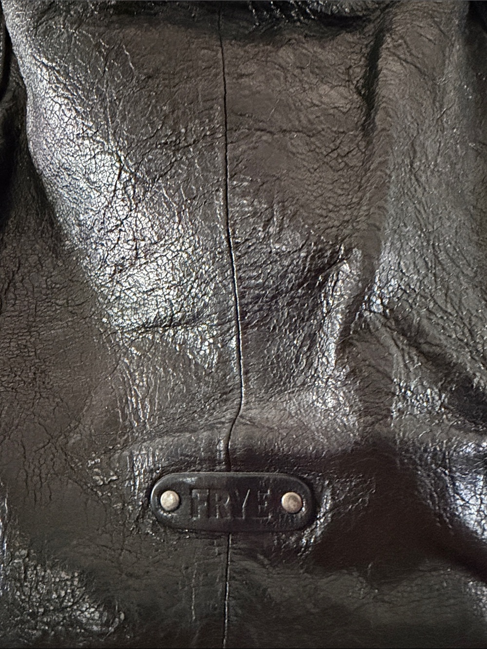 Frye Black Leather Shoulder Bag with Mixed Metal Studs. - Picture 2 of 3